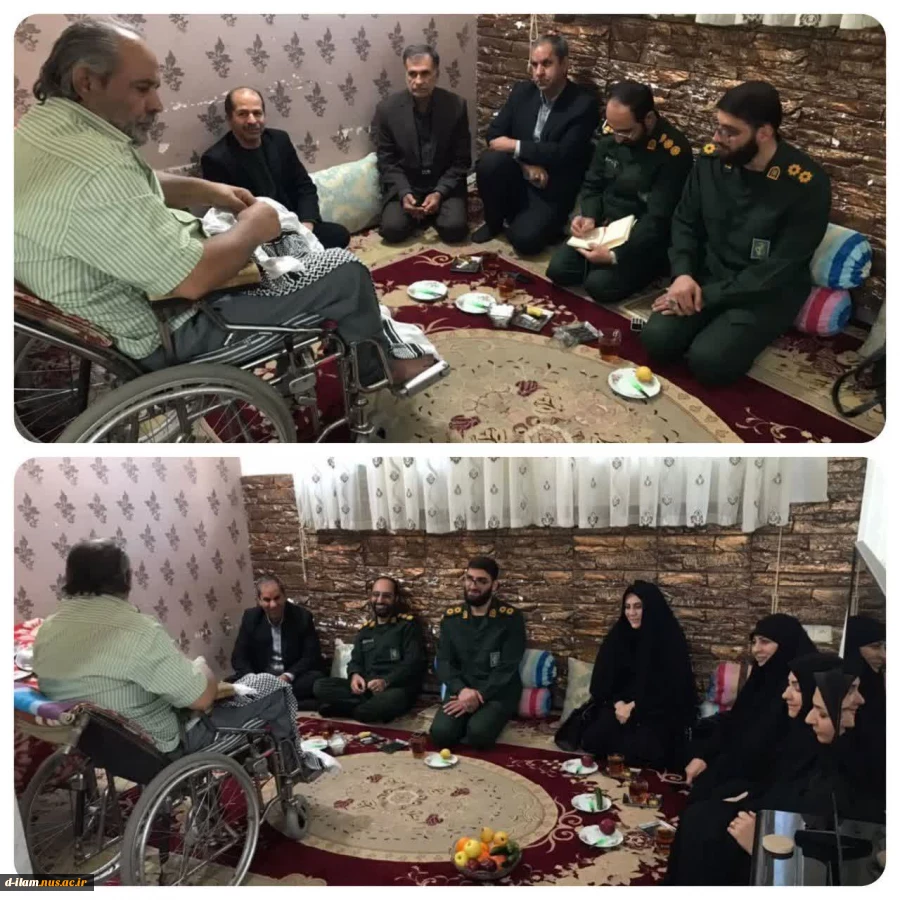 عیادت کارکنان دانشگاه ملی مهارت استان از جانباز ۷۰ درصد علی عیسی زاده اولیا دانشجوی آموزشکده ملی مهارت دختران ایلام بمناسبت ایام الله دهه فجر و اعیاد شعبانیه و روز جانباز در روز سه شنبه مورخ ۱۴۰۳/۱۱/۱۶ 2